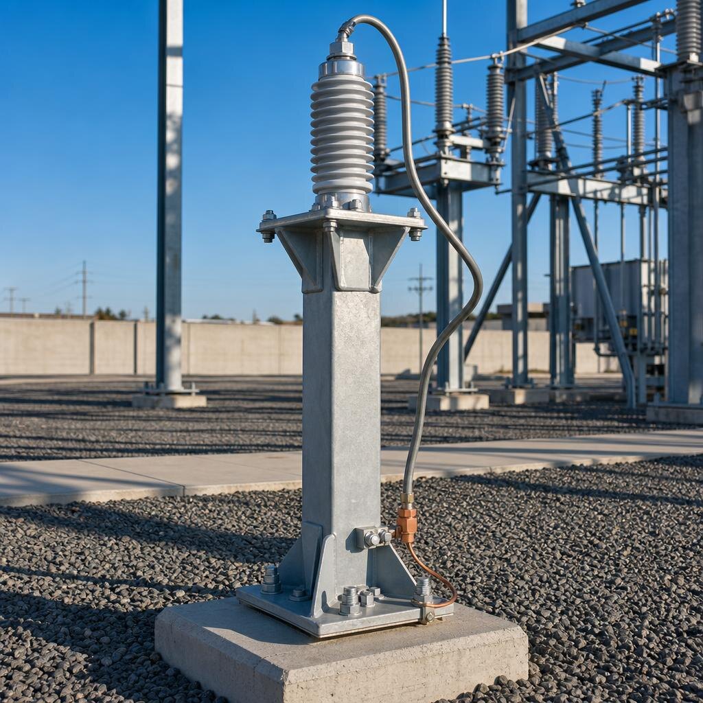 Surge-arrester stand and grounding provision