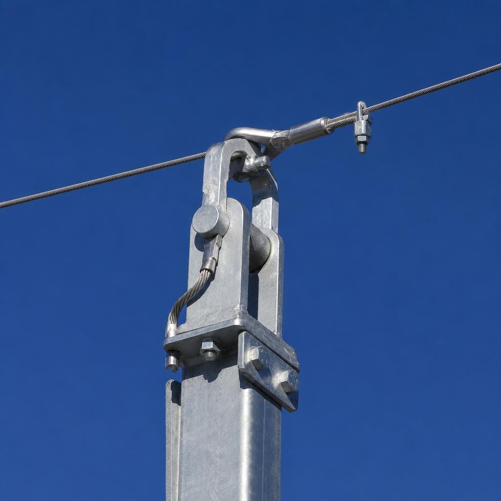 Static-mast peak and shield-wire attachment