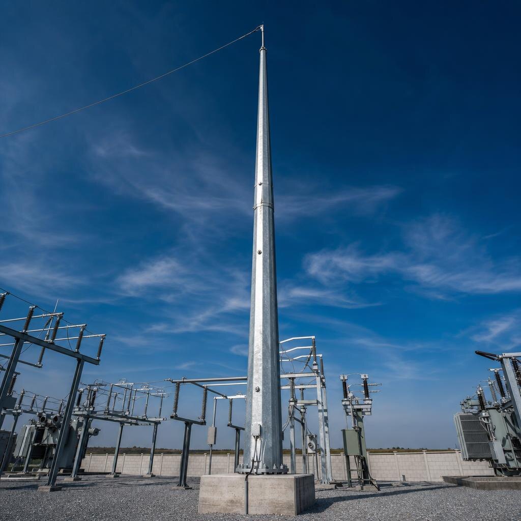 Freestanding static mast with grounding provision