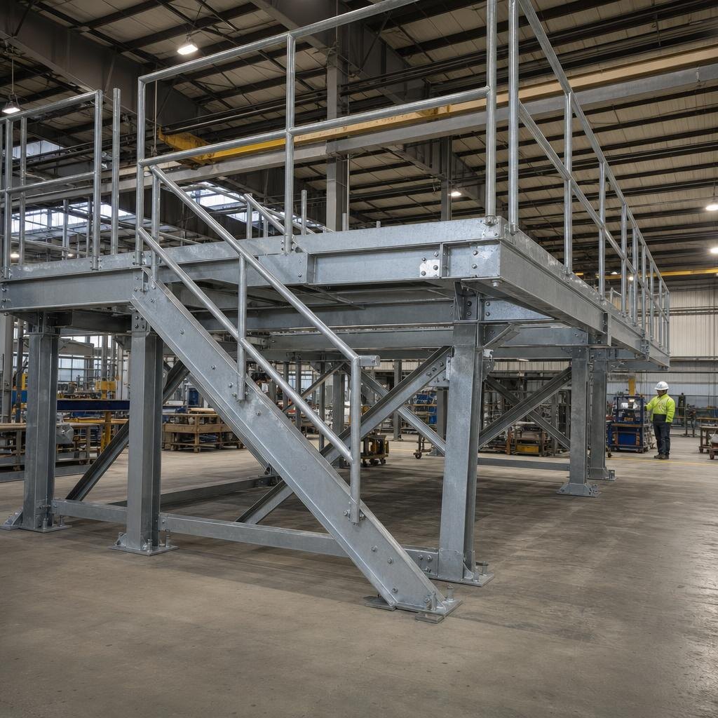 Transformer access platform during shop assembly
