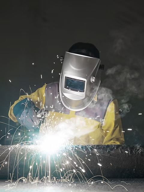 SteelCon welder fabricating a structural steel assembly